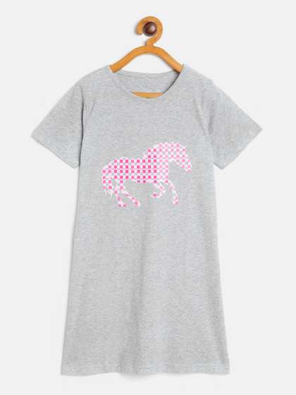 FUNKRAFTS Grey Melange
                    Printed Nightdress FUNKSW47