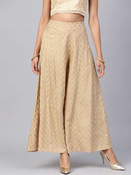 Juniper Women Beige
                        Printed Flared Palazzos