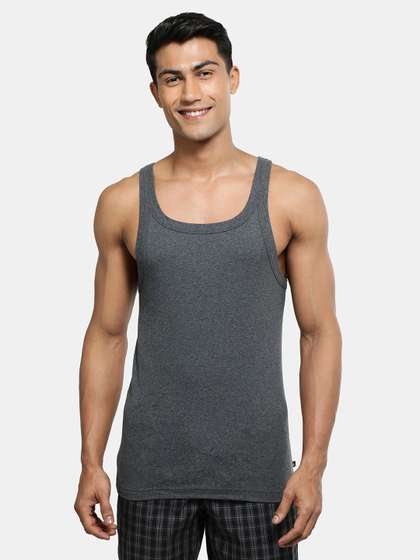 Jockey Men Charcoal
                      Grey Solid Innerwear Vest US26-0105