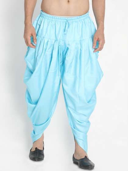 VASTRAMAY Men
                          Turquoise Blue Solid Dhoti Pants