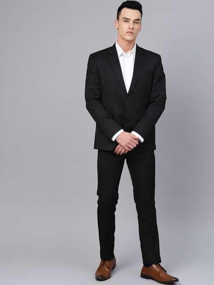 MANQ Men Black Solid
                        Slim Fit Formal Suit