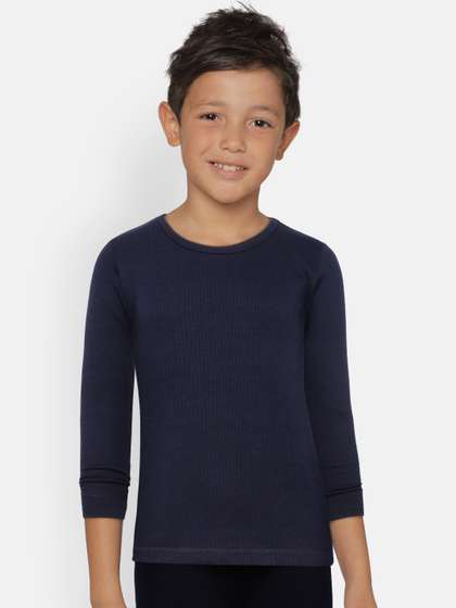 Kanvin Boys Pack of 2
                    Navy Blue Ribbed Thermal T-shirts