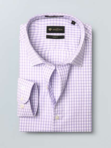 INVICTUS Men Purple
                        & White Slim Fit Checked Sustainable Formal
                        Shirt