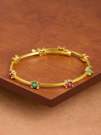 Zaveri Pearls
                          Gold-Plated Cubic Zirconia Studded Kada
                          Bracelet