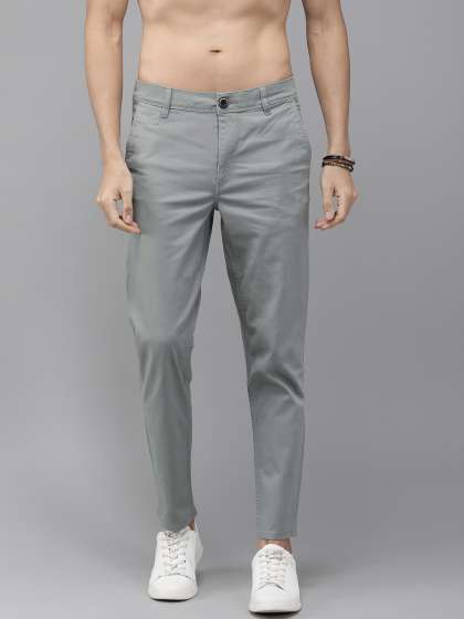 The Roadster Lifestyle Co Men Grey Tapered Fit Solid Chinos