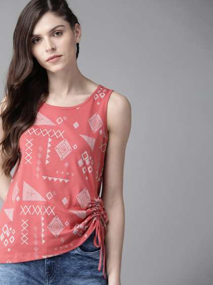 The Roadster Lifestyle Co Women Pink Off-White Printed Top