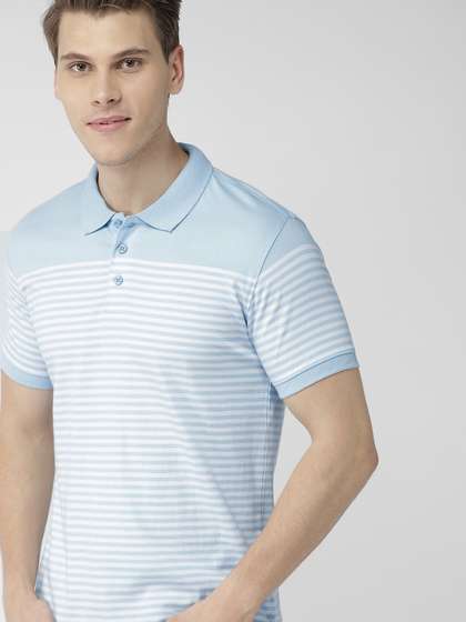 Mast & Harbour Mast Harbour Blue White Striped Polo Pure Cotton T-shirt