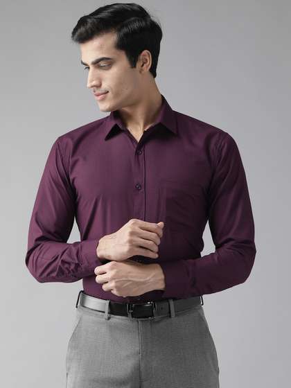 DENNISON Men Wine-Coloured Comfort Slim Fit Solid Formal Shirt
