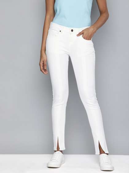 next white cropped jeans