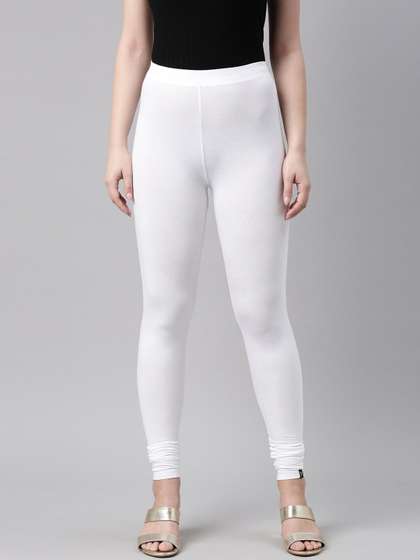 TWIN BIRDS Women
                          White Solid Churidar-Length Leggings