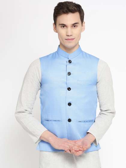 Vastraa Fusion Men Woven Design Pure Cotton Nehru Jacket