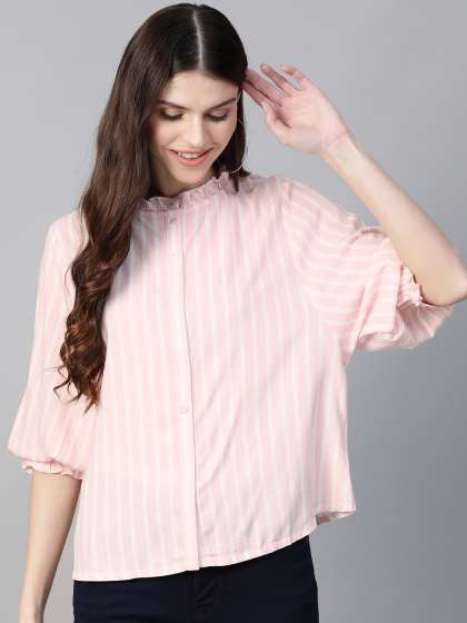Mast & Harbour Women Pink & White Striped Top