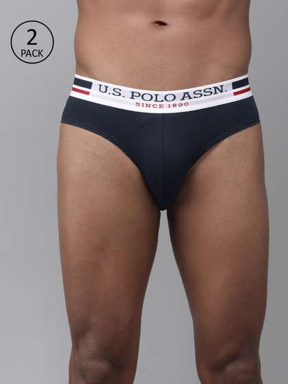 U.S. Polo Assn. Men
                        Pack of 2 Navy Blue Solid Briefs Y9I006-195-P2