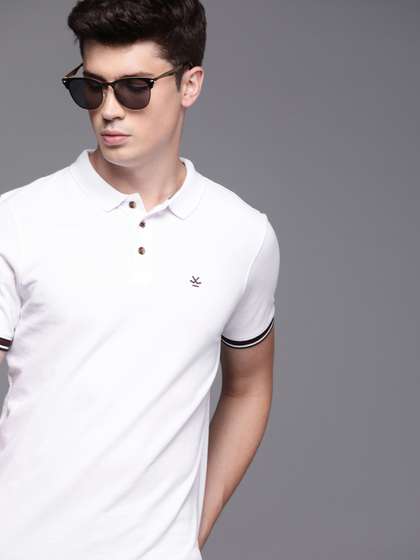 WROGN Men White Solid Polo Collar T-shirt
