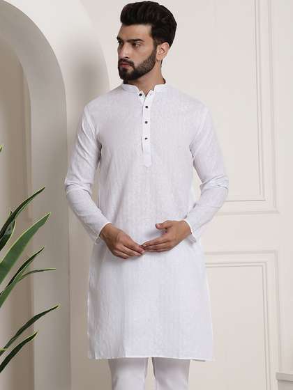 SOJANYA Men Dobby Checked Kurta