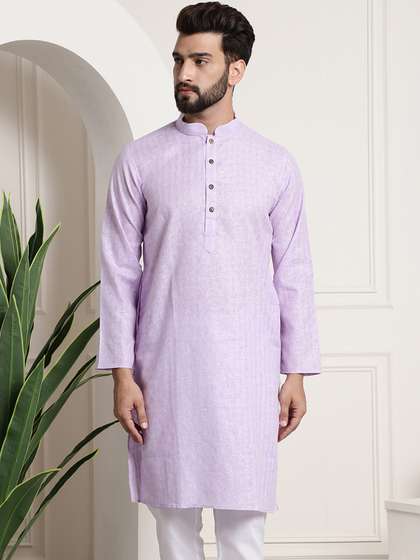 SOJANYA Men Dobby Checked Kurta