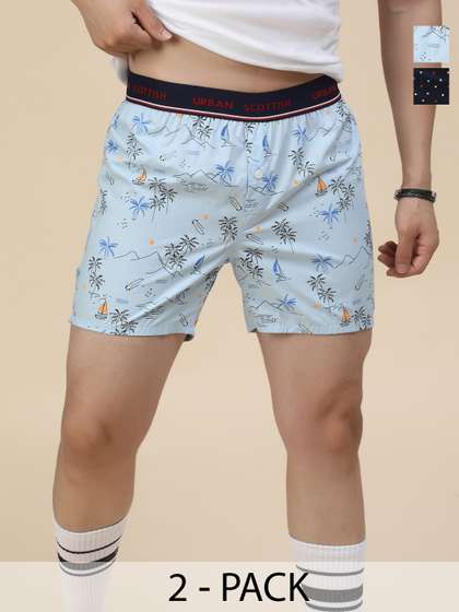 URBAN SCOTTISH Men
                        Pack of 2 Printed Pure Cotton Boxers USBX2038