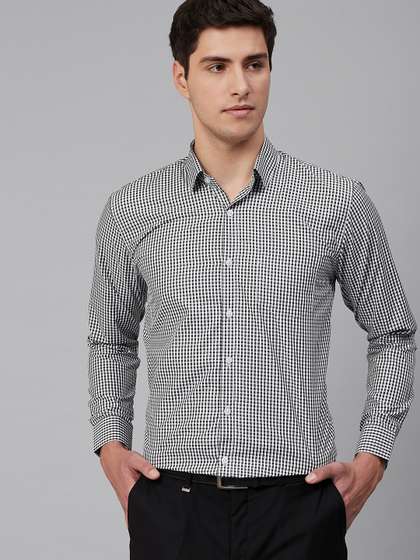 DENNISON Men Black
                        & White Comfort Regular Fit Checked Formal
                        Shirt