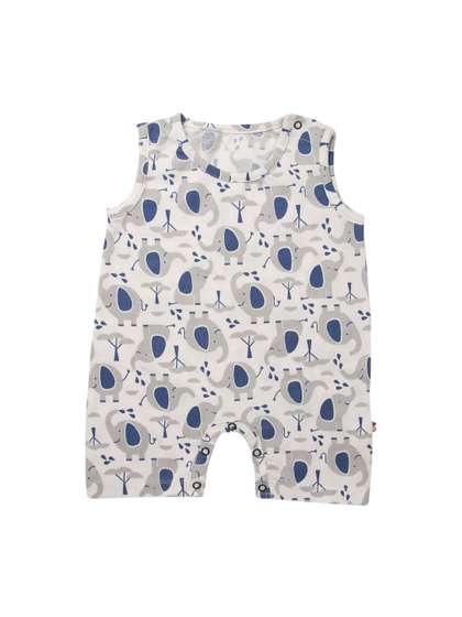 Nino Bambino Infant
                    Girls Off-White & Blue Printed Organic Cotton
                    Sustainable Romper