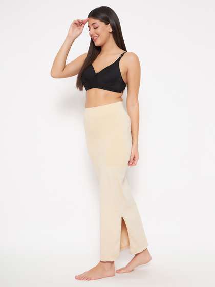 Clovia Women Beige
                        Solid Knitted Saree Shapewear