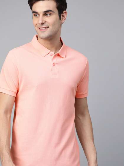 Mast & Harbour Men Pink Solid Polo Collar T-shirt