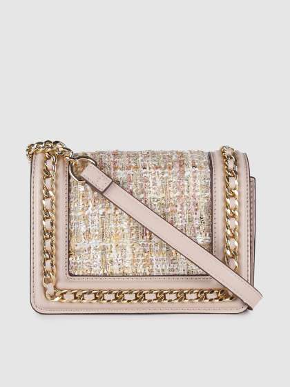 Accessorize Pink & Off-White Tweed Patterned Sling Bag