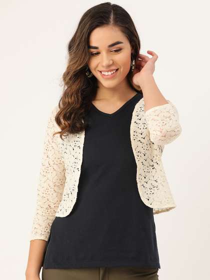Rute Women Beige
                        Lace Open Front Shrug