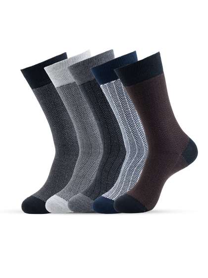 Socksxpress Men Pack of
                    5 Assorted Zig Zag Calf-Length Socks
