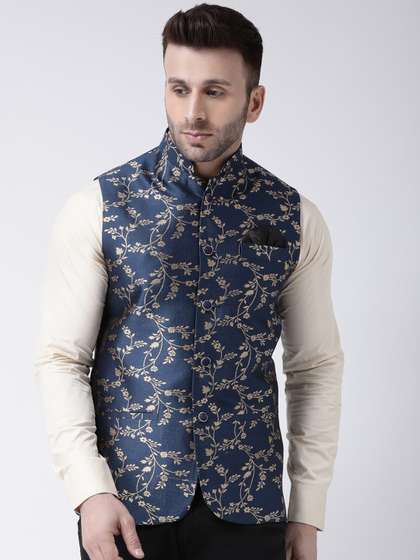 Hangup Men Woven Design Nehru Jacket