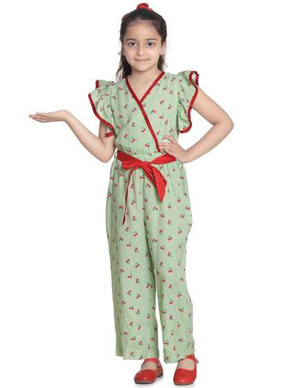 StyleStone Girls Green
                    & Red Printed Basic Jumpsuit