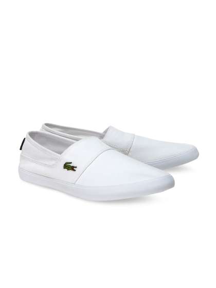 lacoste mens white slip ons