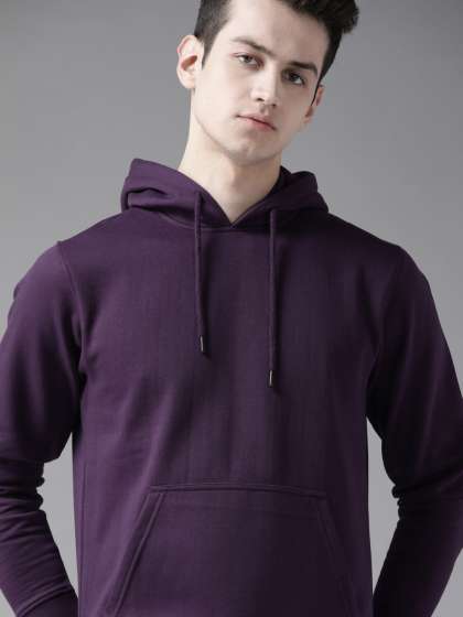 Men solid hooded sweatshirt sales