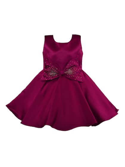 Wish Karo Girls Maroon Solid Fit and Flare Dress