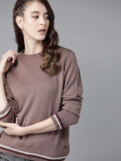 Roadster Women Mauve
                        Solid Pullover