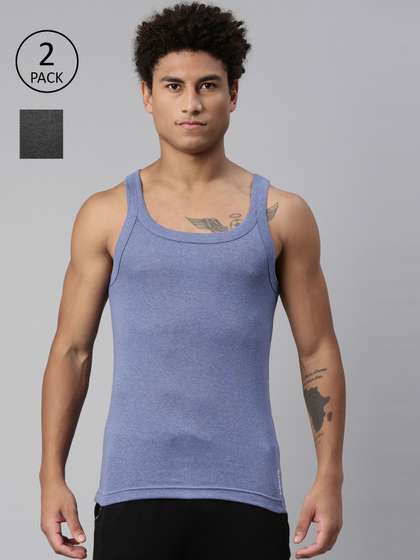 Levis Men Pack of 2
                      Solid Square Neck Sleeveless Pure Cotton Rib Easy
                      Tuck Sports Vest