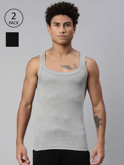 Levis Men Pack of 2
                        Solid Square Neck Sleeveless Pure Cotton Rib
                        Easy Tuck Sports Vest