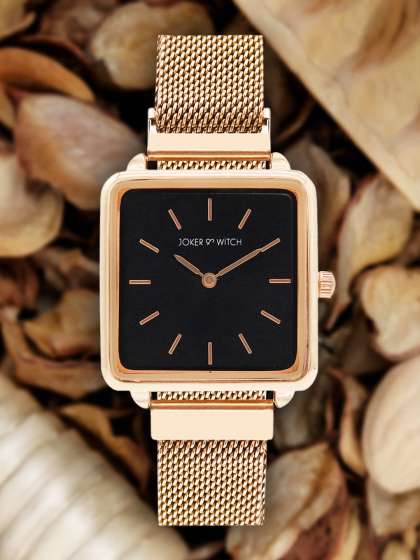 JOKER & WITCH Women Black & Rose Gold-Toned Analogue Watch AMWW311