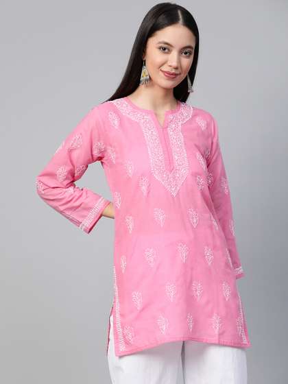 ADA Chikankari Pure Cotton Embroidered Handloom Kurti