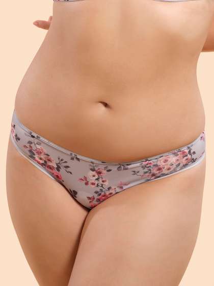 Enamor Women
                          Silver Rose Print Low Waist Briefs-P000