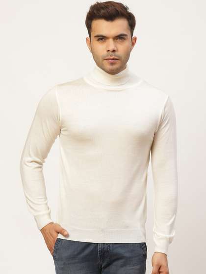 Pierre Carlo Men
                        Off-White Solid Turtle Neck Pullover Sweater