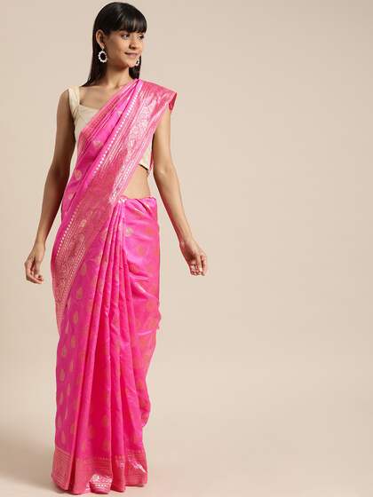 Mitera Pink Pure Silk Woven Design Banarasi Saree
