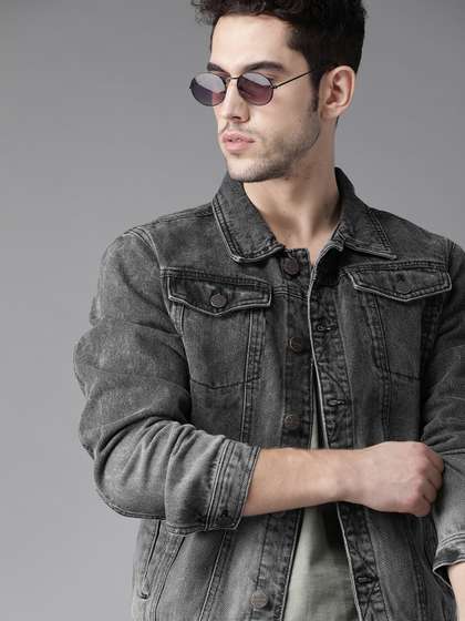 Myntra Charcoal Biker Jacket Price History Of Roadster Washed