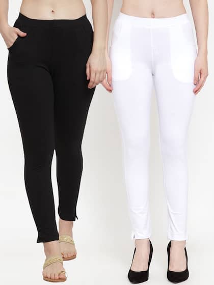TAG 7 Women Pack Of 2 Solid Straight-Fit Ankle-Length Leggings
