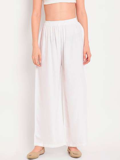 TAG 7 Women Flared Solid Palazzos