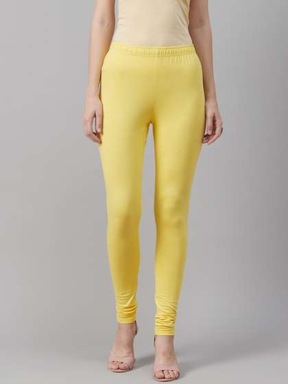 Biba Women Yellow
                        Solid Churidar Length Leggings