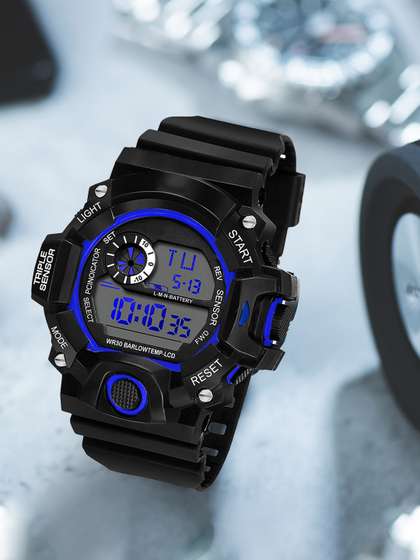 SWADESI STUFF Boys Black
                    & Blue Digital Watch