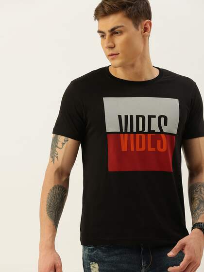 Moda Rapido Men Black Printed Round Neck T-shirt