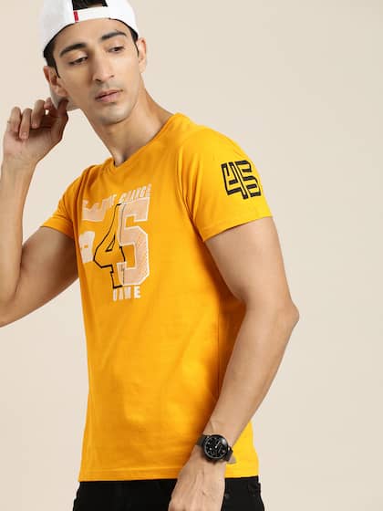 Moda Rapido Men Yellow Printed Round Neck T-shirt