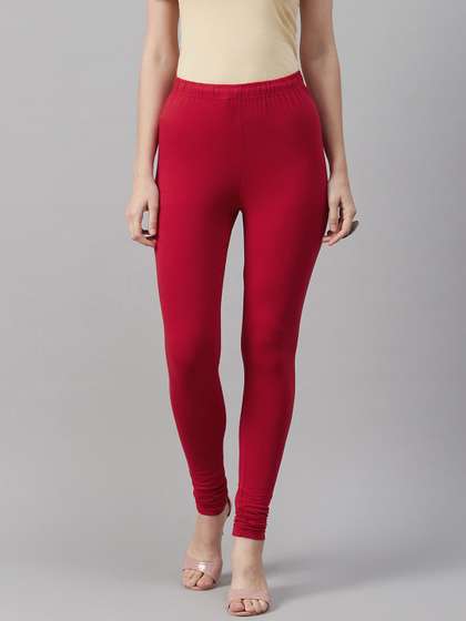 Biba Women Maroon
                          Solid Churidar Length Leggings