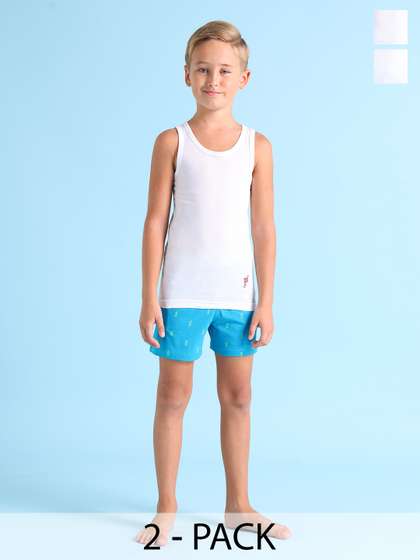 U.S. Polo Assn. Kids
                    Boys Pack of 2 White Solid Innerwear Vests
                    IKVAWHTP2S